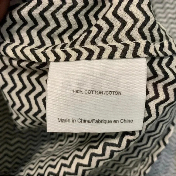 Tory Burch black  white 100% cotton chevron button down shirt - Picture 3 of 4